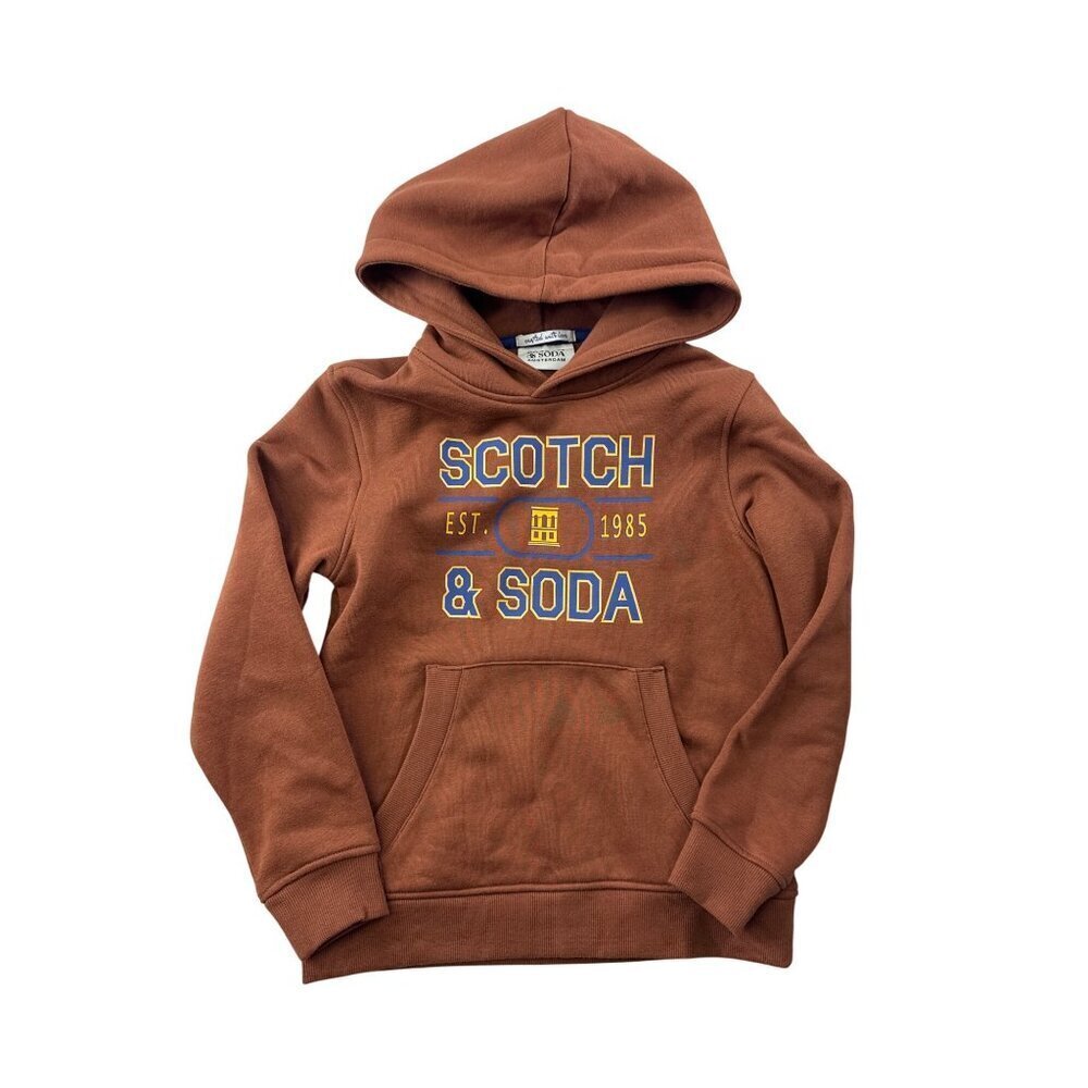 NEW Scotch & Soda Boy's Sweatshirt Hoodie Hooded Brown Long Sleeve Size Medium